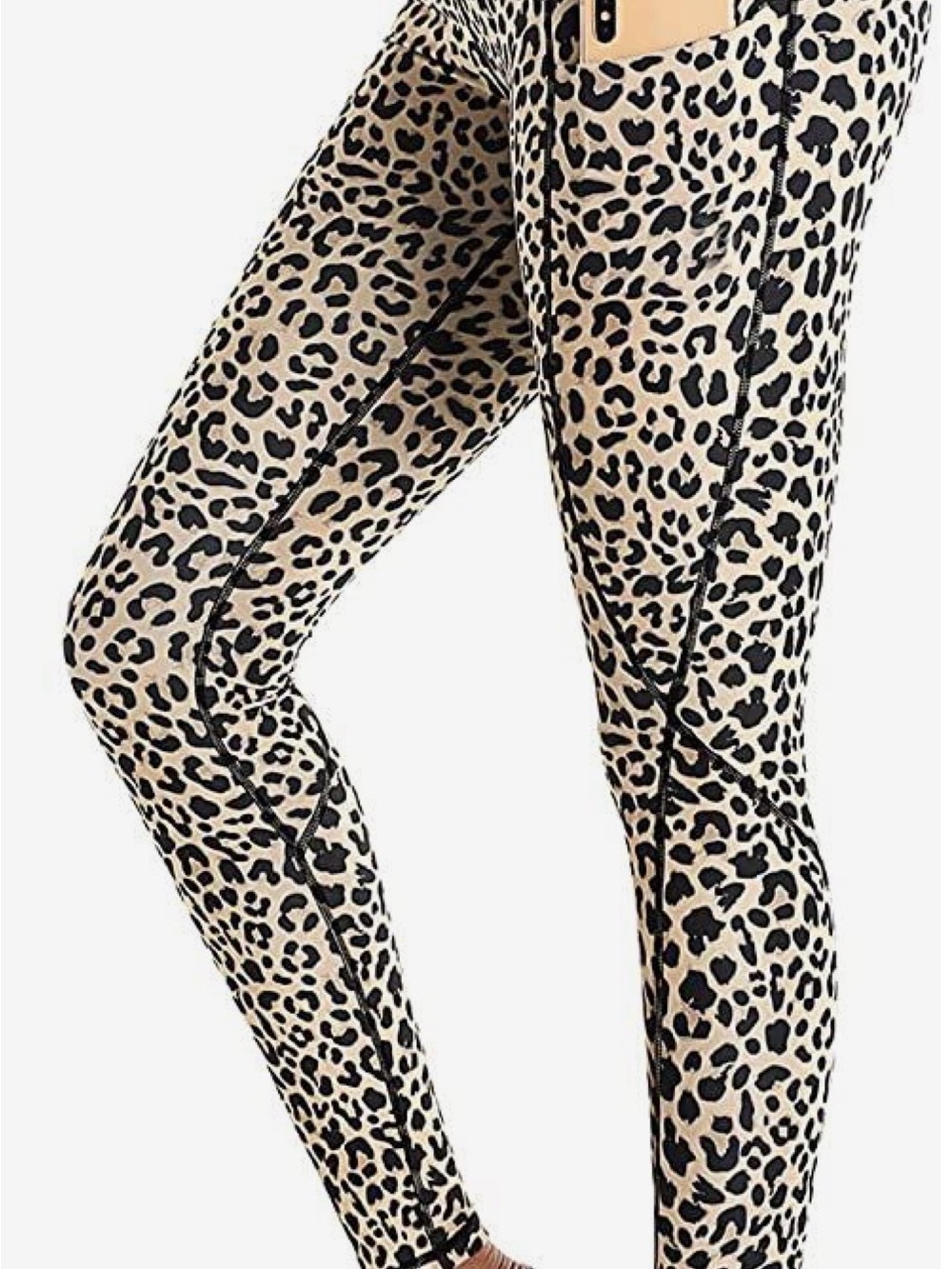 Ouges Leopard Print High-Waist Leggings - Beige/Black plus size xxl